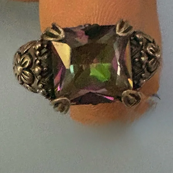 Vintage Sterling Silver 925 Large Mystic Topaz Stunning Ring Size 9 - Picture 12 of 16